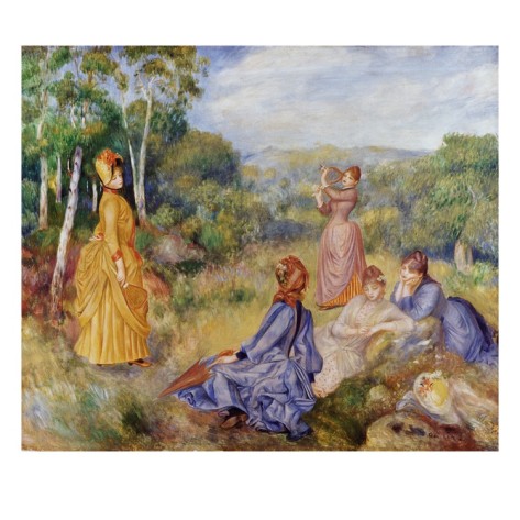 Girls Playing Battledore and Shuttlecock - Pierre Auguste Renoir Painting